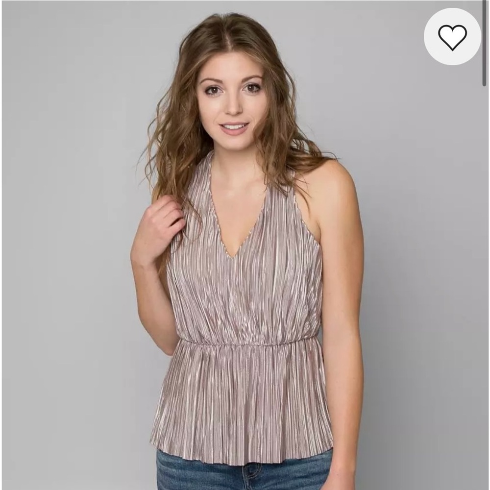 Daytrip Metallic Pleated Halter Top
